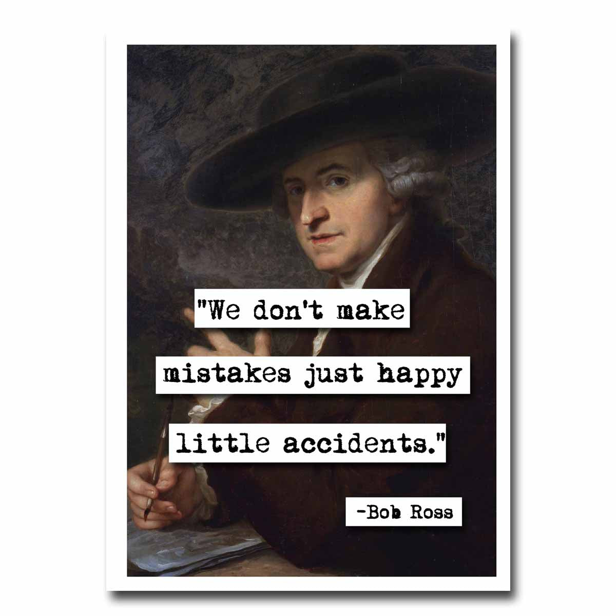 Bob Ross Happy Little Accidents Quote Blank Greeting Card