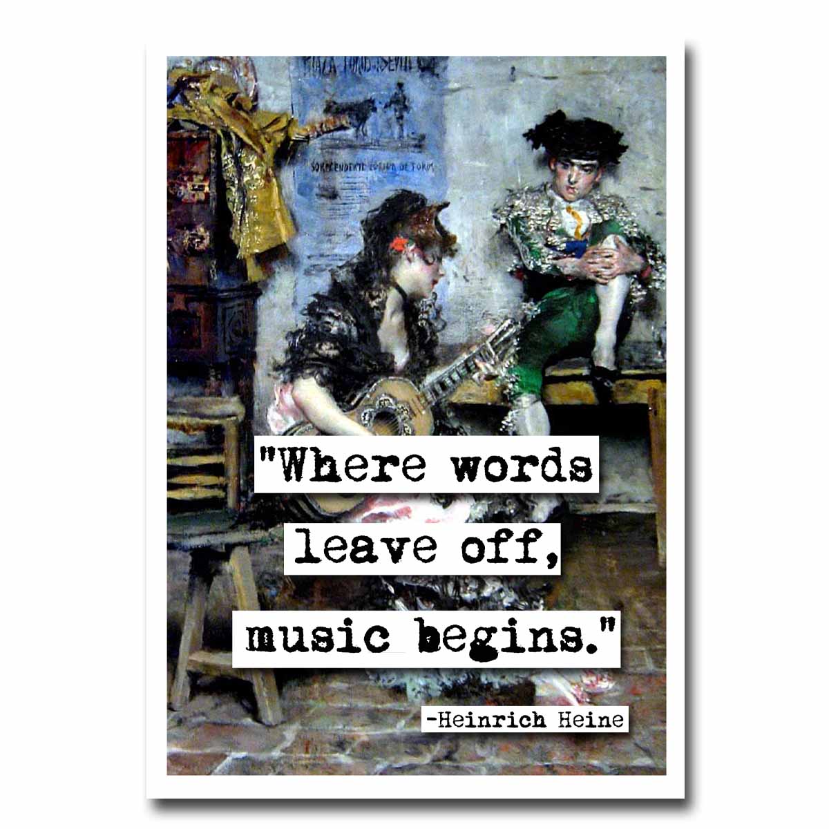 Heinrich Heine Music Begins Quote Blank Greeting Card
