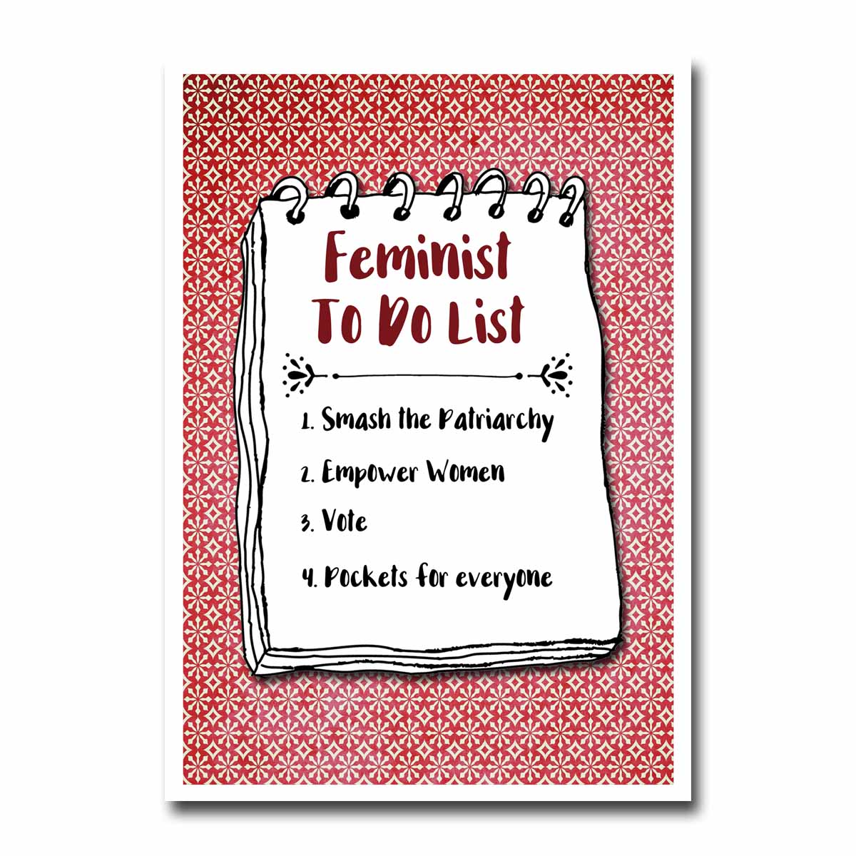 Feminist To Do List Blank Greeting Card