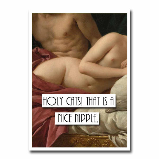 Heaving Bosoms Holy Cats Blank Greeting Card