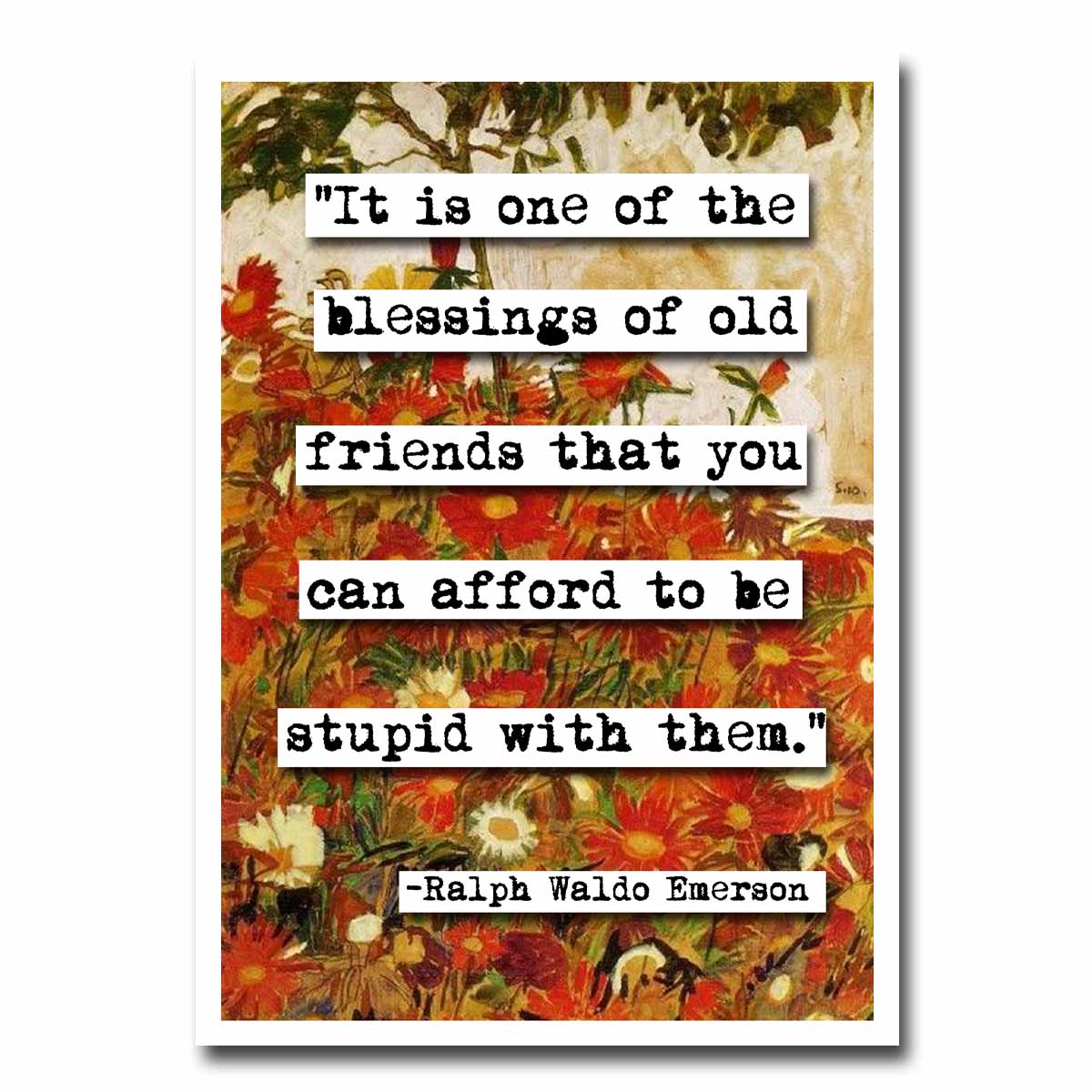 Ralph Waldo Emerson Old Friends Quote Blank Greeting Card