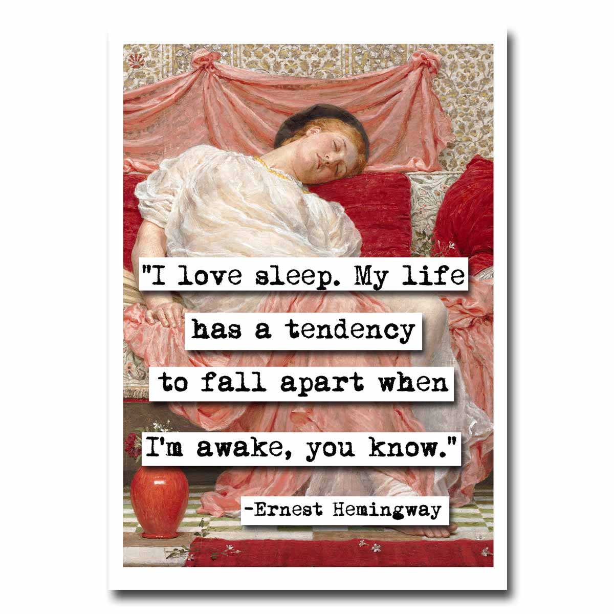 Ernest Hemingway Sleep Quote Blank Greeting Card