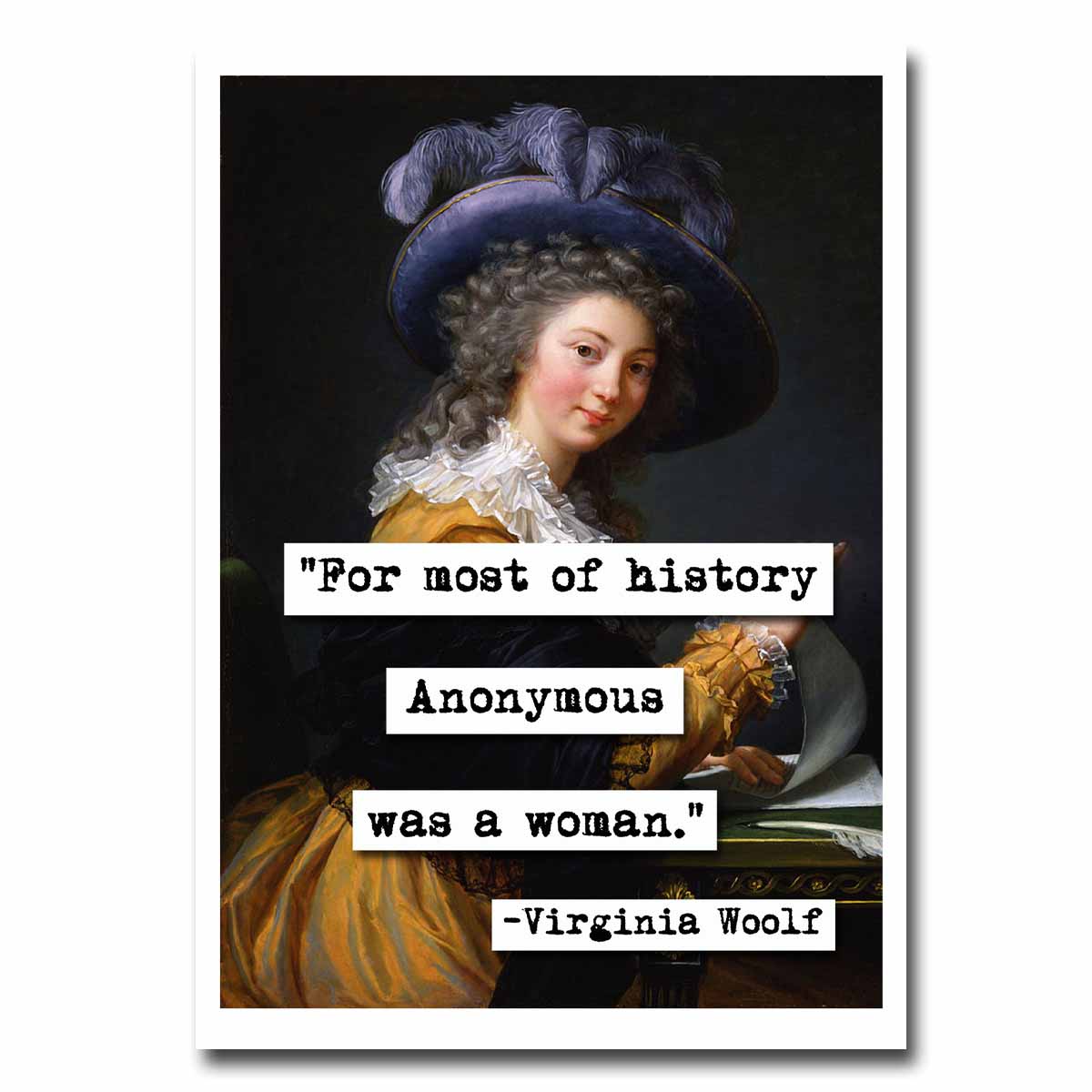 Virginia Woolf Anonymous Was a Woman Quote Blank Greeting Card