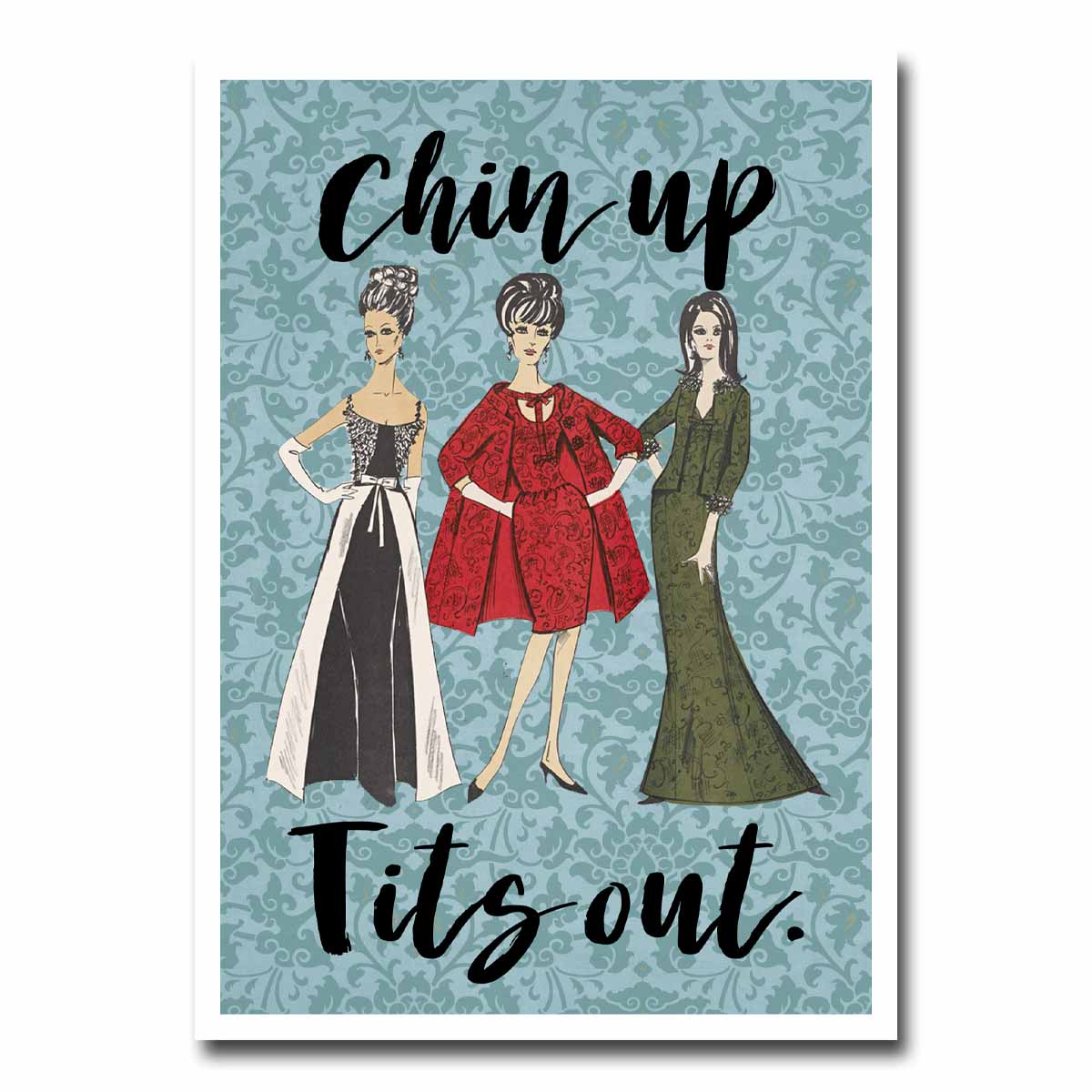 Chin Up Tits Out Blank Greeting Card NSFW