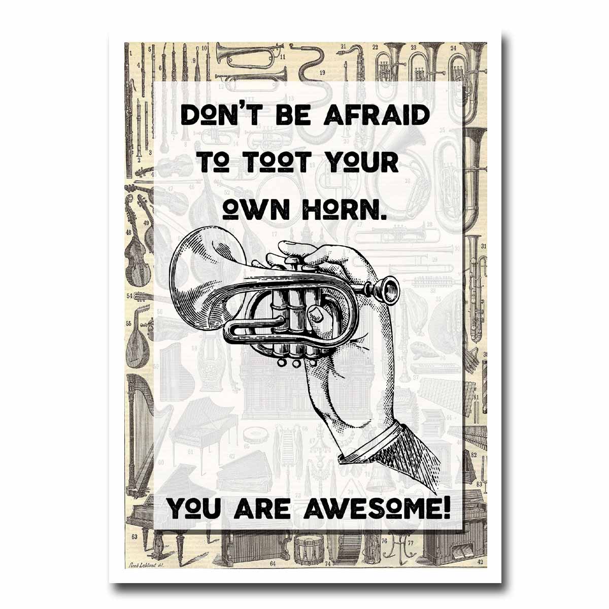 Toot Your Own Horn Blank Greeting Card