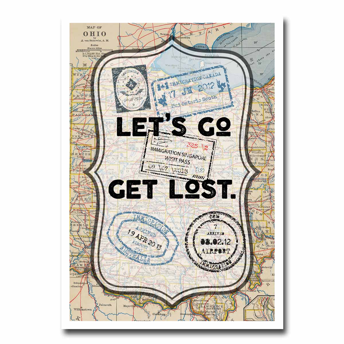 Let's Go Get Lost Blank Greeting Card
