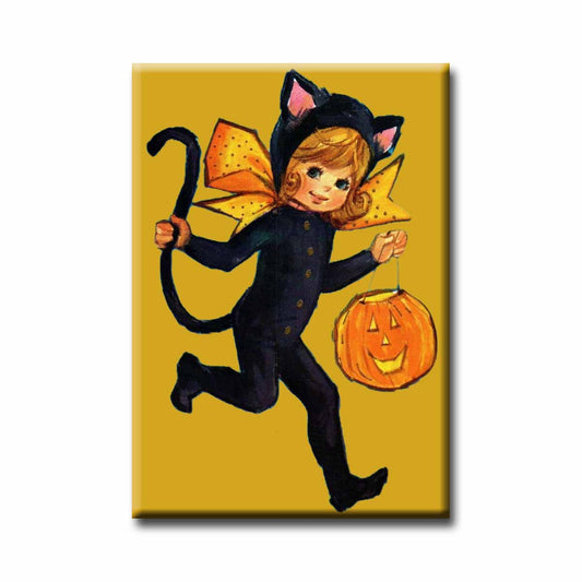 Trick or Treat Cat Vintage Halloween Refrigerator Magnet