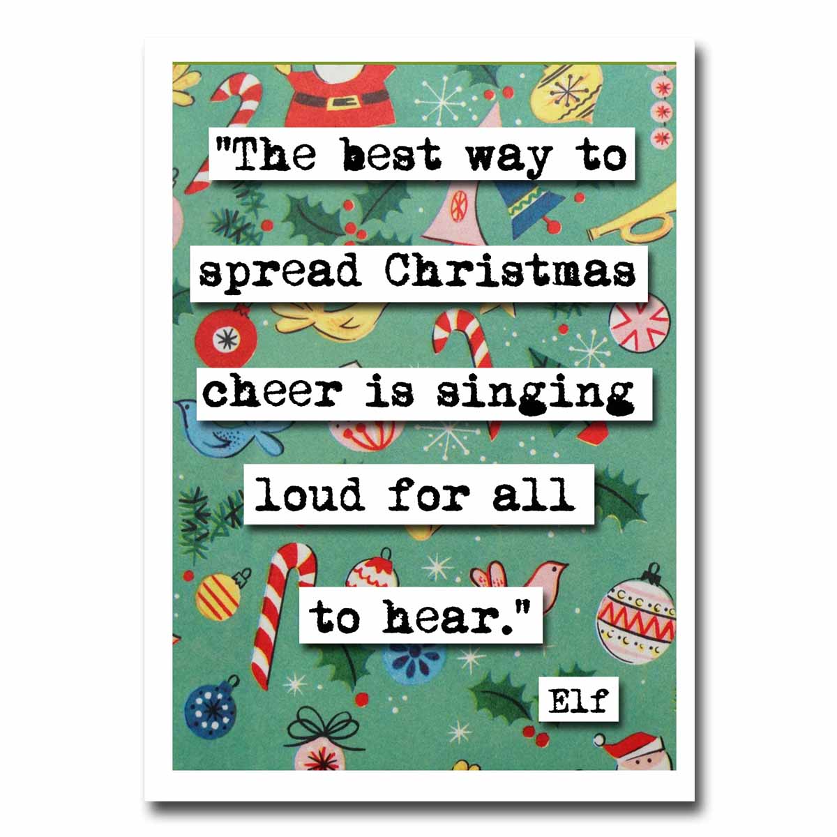 Elf Christmas Cheer Quote Blank Christmas Greeting Card (10c)